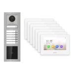 Hikvision 2-Draht-IP Video-Türsprechanlage 7-Familienhaus – Komplett-Set mit Kartenleser, Monitor weiss – Türstation und Innenstation