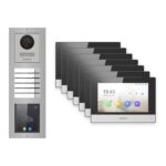 Hikvision 2-Draht-IP Video-Türsprechanlage 7-Familienhaus – Komplett-Set mit Touch-Display, Monitor schwarz – Türstation und Innenstation