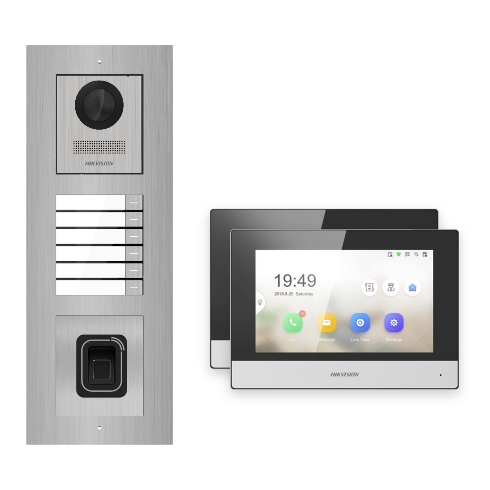 Hikvision 2-Draht-IP Video-Türsprechanlage 2-Familienhaus – Komplett-Set mit Fingerprint, Monitor schwarz, Unterputz Hikvision 2-Draht-IP Video-Türsprechanlage 2-Familienhaus – Komplett-Set mit Fingerprint, Monitor schwarz, Unterputz – Türstation und Innenstation