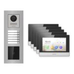 Hikvision 2-Draht-IP Video-Türsprechanlage 5-Familienhaus – Komplett-Set mit Kartenleser, Monitor schwarz, Unterputz – Türstation und Innenstation