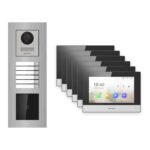 Hikvision 2-Draht-IP Video-Türsprechanlage 6-Familienhaus – Komplett-Set mit Kartenleser, Monitor schwarz, Unterputz – Türstation und Innenstation