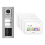 Hikvision 2-Draht-IP Video-Türsprechanlage 6-Familienhaus – Komplett-Set mit Kartenleser, Monitor weiss, Unterputz – Türstation und Innenstation