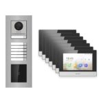 Hikvision 2-Draht-IP Video-Türsprechanlage 7-Familienhaus – Komplett-Set mit Kartenleser, Monitor schwarz, Unterputz – Türstation und Innenstation
