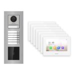 Hikvision 2-Draht-IP Video-Türsprechanlage 7-Familienhaus – Komplett-Set mit Kartenleser, Monitor weiss, Unterputz – Türstation und Innenstation