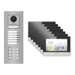 Hikvision 2-Draht-IP Video-Türsprechanlage 7-Familienhaus – Komplett-Set mit Zahlencode, Monitor schwarz, Unterputz – Türstation und Innenstation