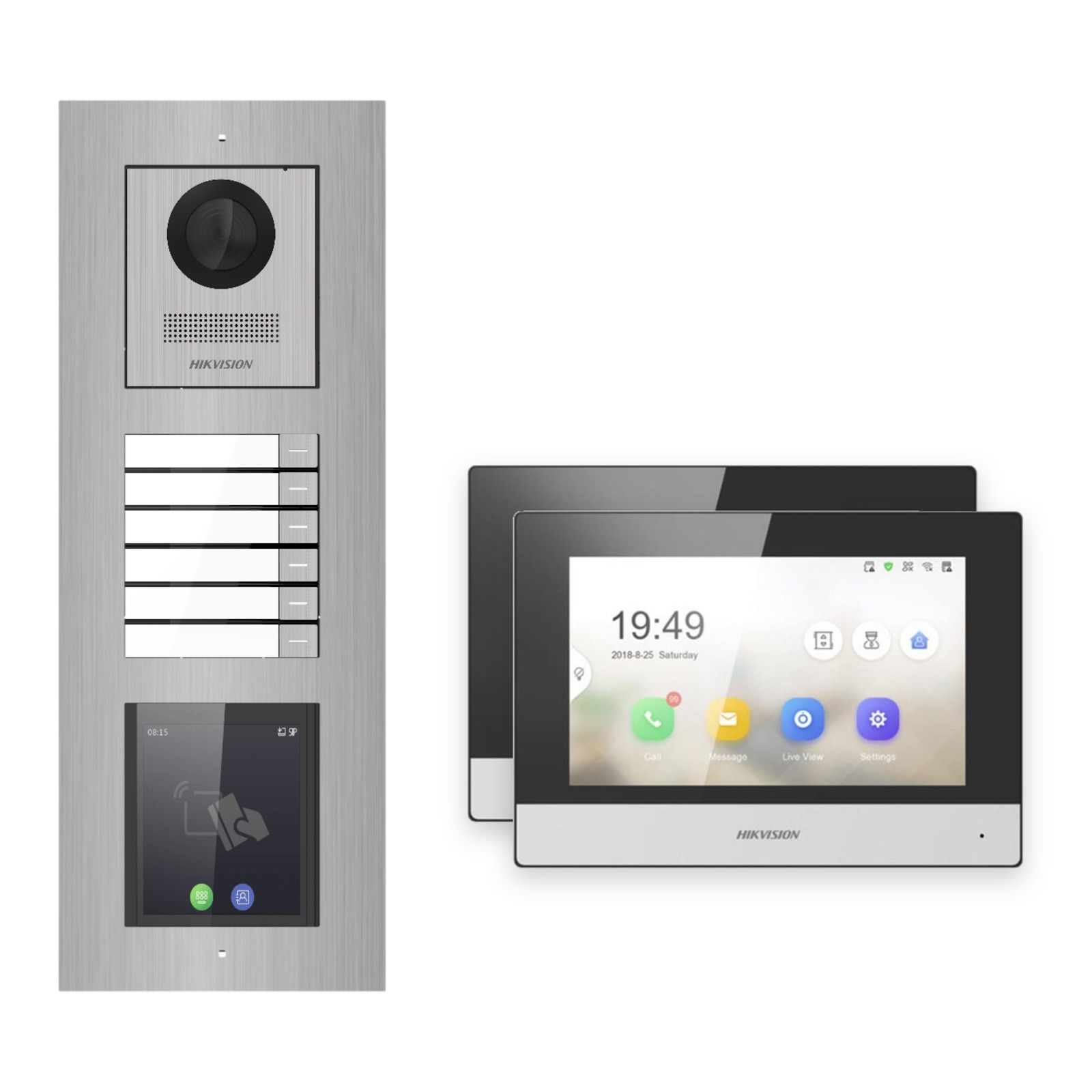 Hikvision 2-Draht-IP Video-Türsprechanlage 2-Familienhaus – Komplett-Set mit Touch-Display, Monitor schwarz, Unterputz Hikvision 2-Draht-IP Video-Türsprechanlage 2-Familienhaus – Komplett-Set mit Touch-Display, Monitor schwarz, Unterputz – Türstation und Innenstation
