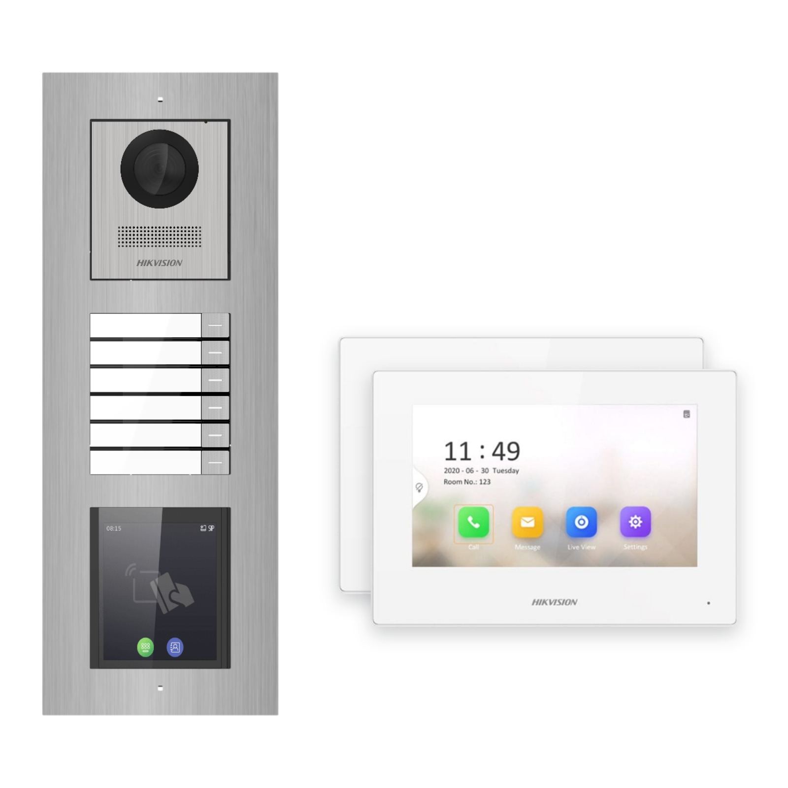 Hikvision 2-Draht-IP Video-Türsprechanlage 2-Familienhaus – Komplett-Set mit Touch-Display, Monitor weiss, Unterputz Hikvision 2-Draht-IP Video-Türsprechanlage 2-Familienhaus – Komplett-Set mit Touch-Display, Monitor weiss, Unterputz – Türstation und Innenstation
