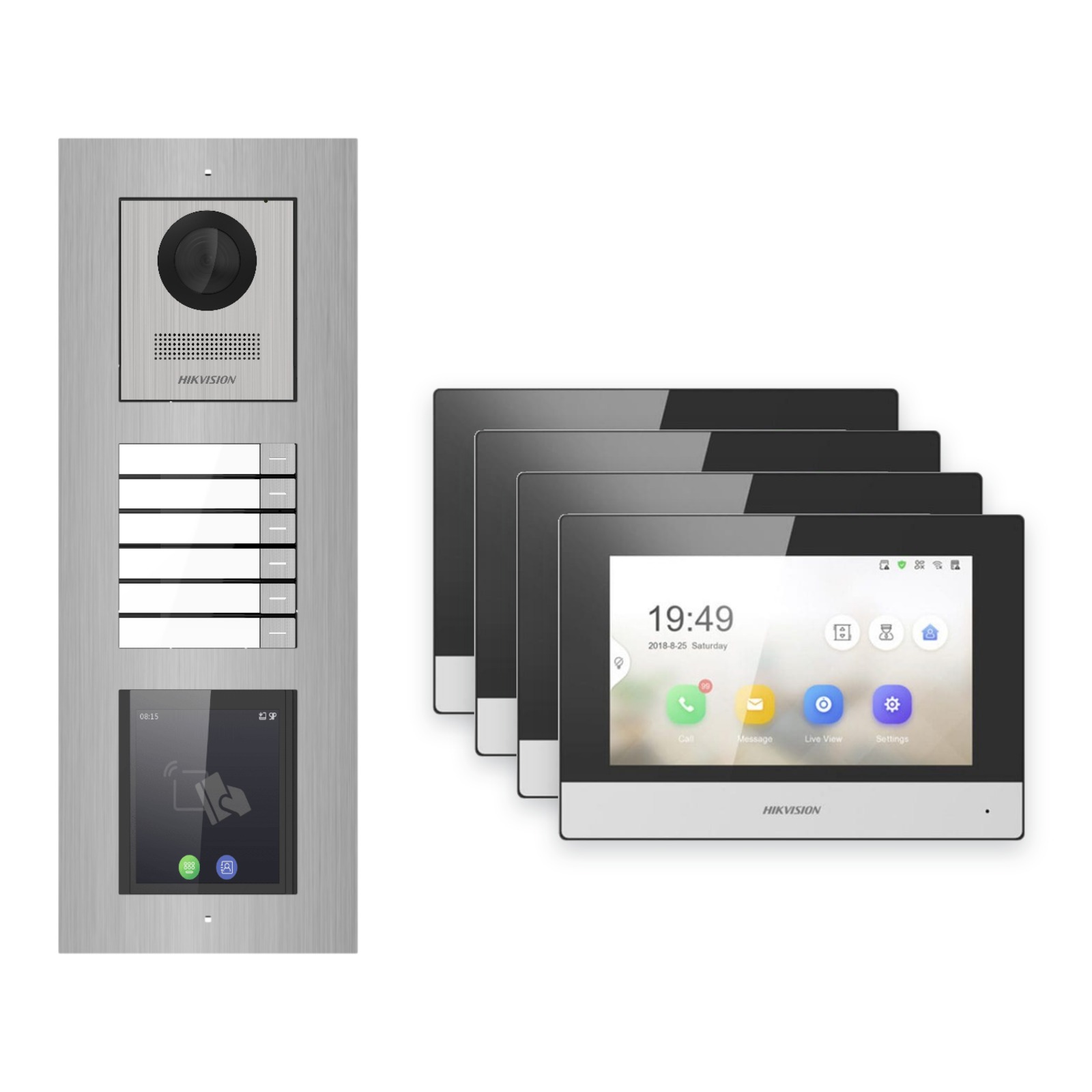 Hikvision 2-Draht-IP Video-Türsprechanlage 4-Familienhaus – Komplett-Set mit Touch-Display, Monitor schwarz, Unterputz Hikvision 2-Draht-IP Video-Türsprechanlage 4-Familienhaus – Komplett-Set mit Touch-Display, Monitor schwarz, Unterputz – Türstation und Innenstation