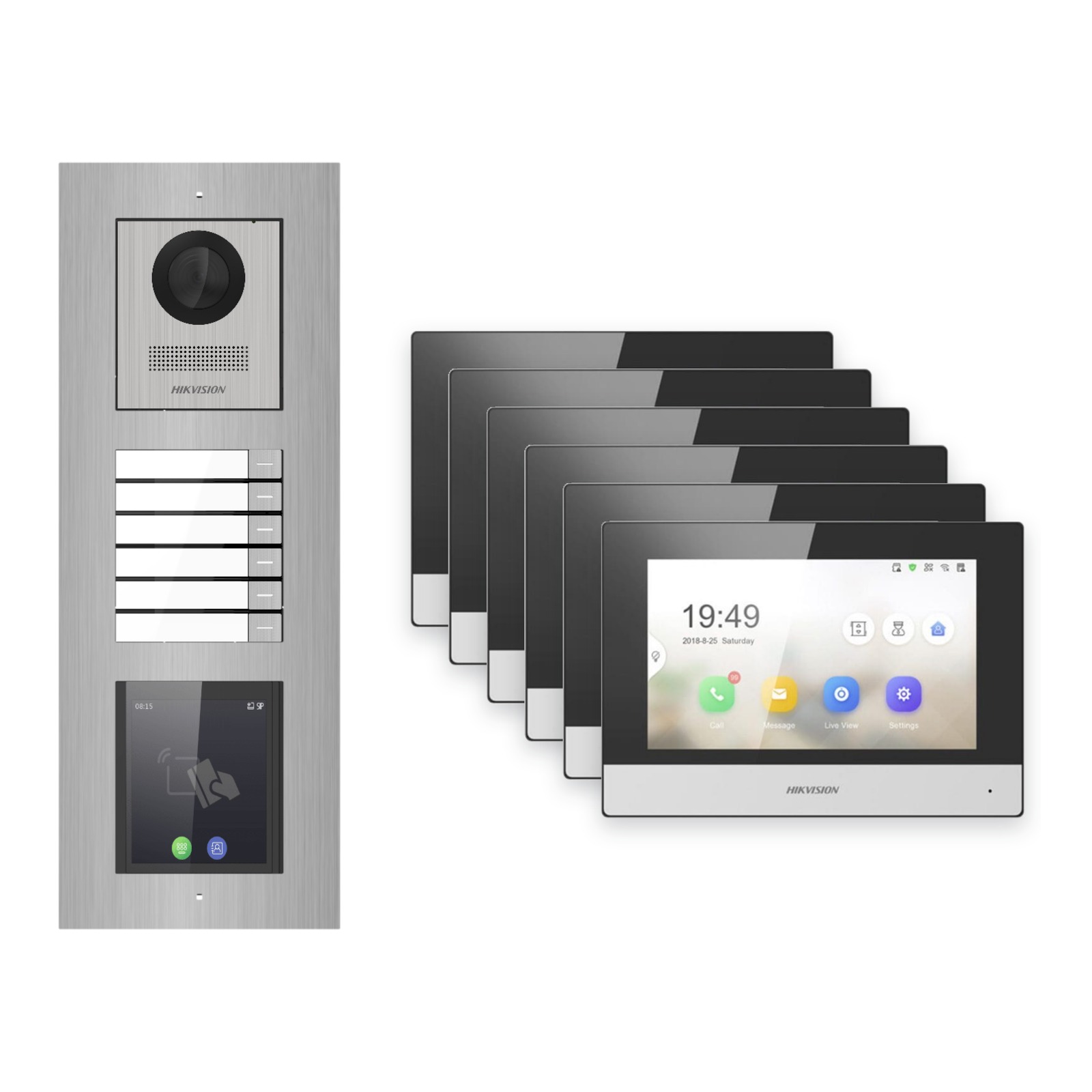 Hikvision 2-Draht-IP Video-Türsprechanlage 6-Familienhaus – Komplett-Set mit Touch-Display, Monitor schwarz, Unterputz Hikvision 2-Draht-IP Video-Türsprechanlage 6-Familienhaus – Komplett-Set mit Touch-Display, Monitor schwarz, Unterputz – Türstation und Innenstation