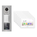 Hikvision 2-Draht-IP Video-Türsprechanlage 6-Familienhaus – Komplett-Set mit Touch-Display, Monitor weiss, Unterputz – Türstation und Innenstation