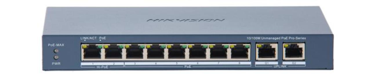 Hikvision DS-3E0310HP-E(C) – 8-Port PoE-Switch mit Hi-PoE und 2 × Gigabit-Uplink Hikvision DS-3E0310HP-E(C) – 8-Port PoE-Switch mit Hi-PoE und 2 × Gigabit-Uplink – Bild 1