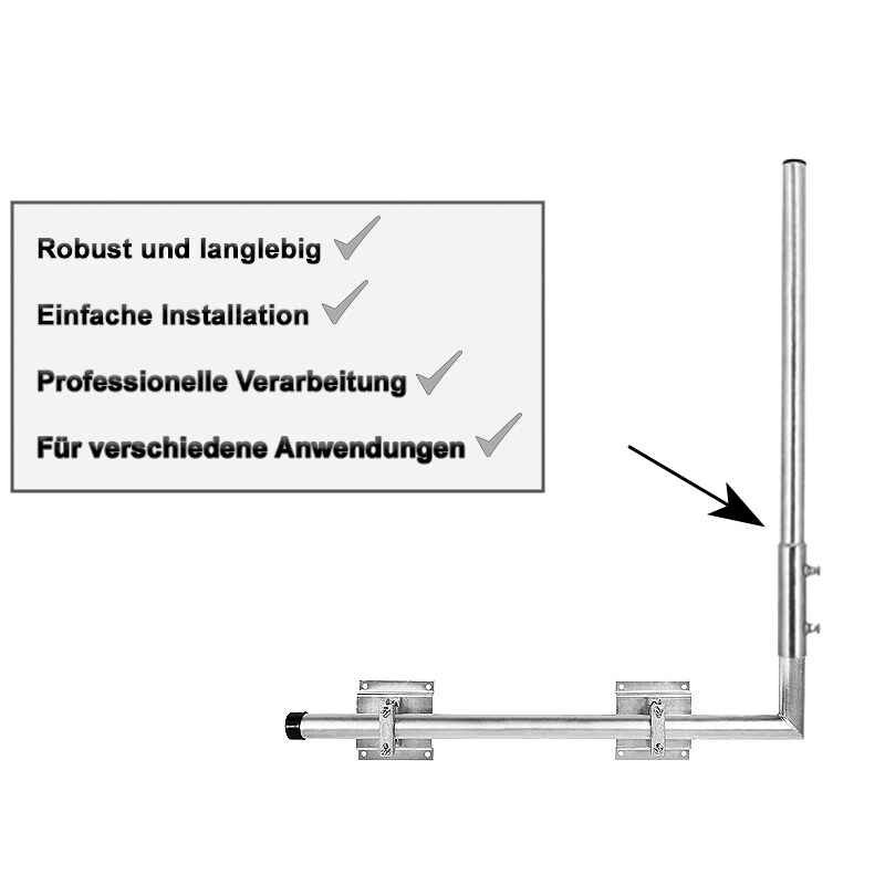 Montageprinzip Mastverlaengerung auf einem Wandausleger