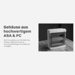 Hinweis auf Gehaeuse aus ASA und Tuer aus Polycarbonat