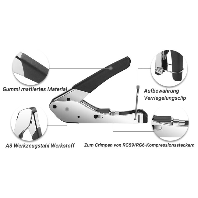 Beschriftete Kompressionszange mit A3 Werkzeugstahl und Verriegelungsclip
