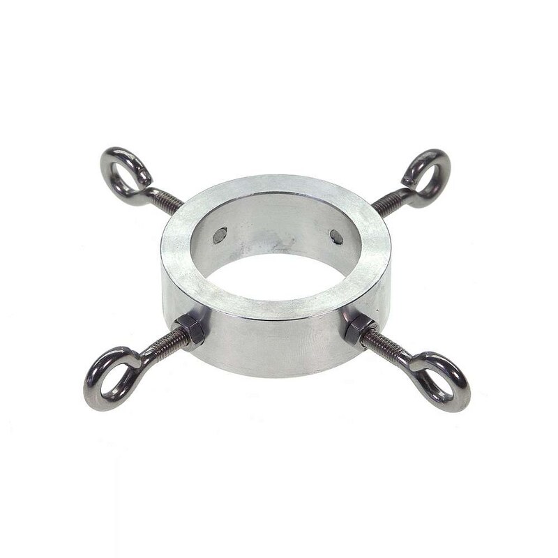 Abspann-Schelle Aluminium für Portabelmast Massiver Abspannring aus Aluminium mit vier Edelstahl-Ösenschrauben