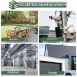 Vier Einsatzbereiche der Abzweigdose: Garten, Aussenbereich mit Ueberwachungskamera am Mast, Werkstatt und Garage