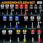 Uebersicht aller Aderendhuelsen nach Querschnitt und Stueckzahl