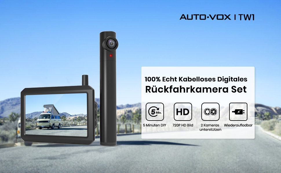 AUTO-VOX TW1 Echt Kabellose Digitale Rückfahrkamera
