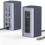 Baseus Nomos Air Mac Dockingstation von vorne und hinten, mit DisplayPort- und HDMI-Anschluessen
