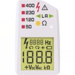 Anzeige des BENNING DUSPOL digital mit LED-Stufen 50, 120, 230 und 400 Volt, Drehfeldanzeige L und R, Ohm und Hertz