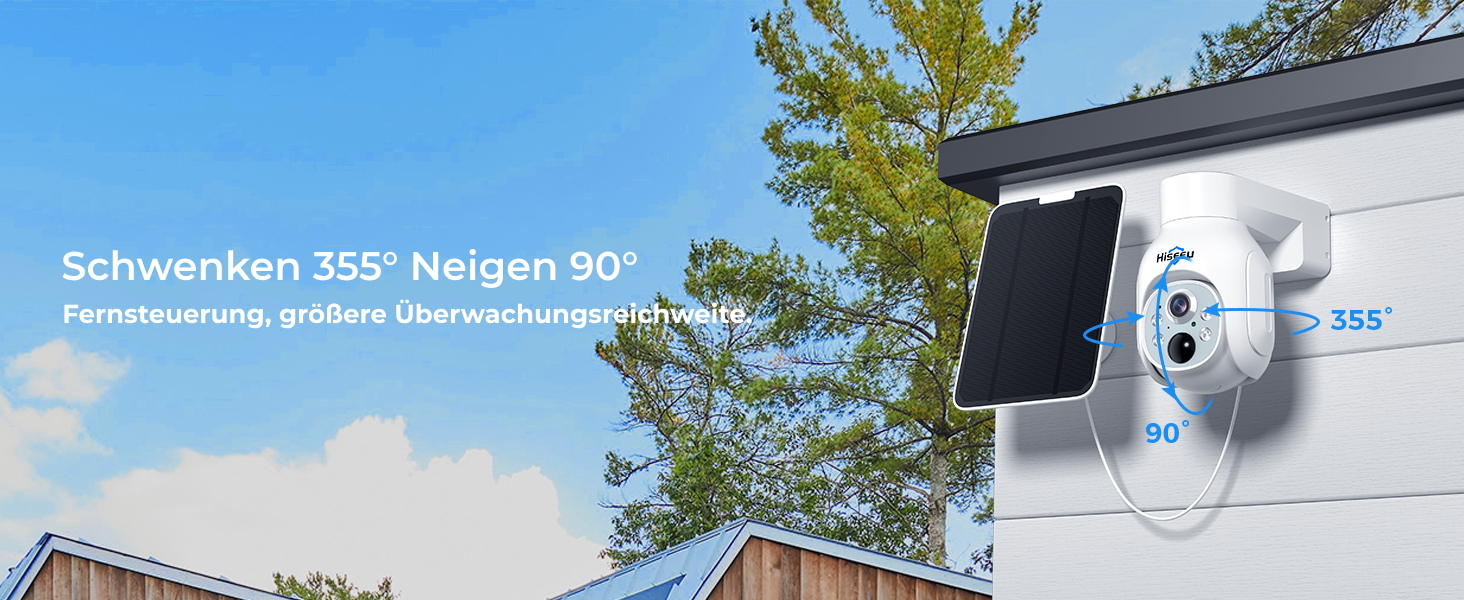 Hiseeu Solar-Kameraset mit vier Aussenkameras samt Solarpanel und dem Rekorder mit 10-Zoll-Bildschirm. – Detail 1