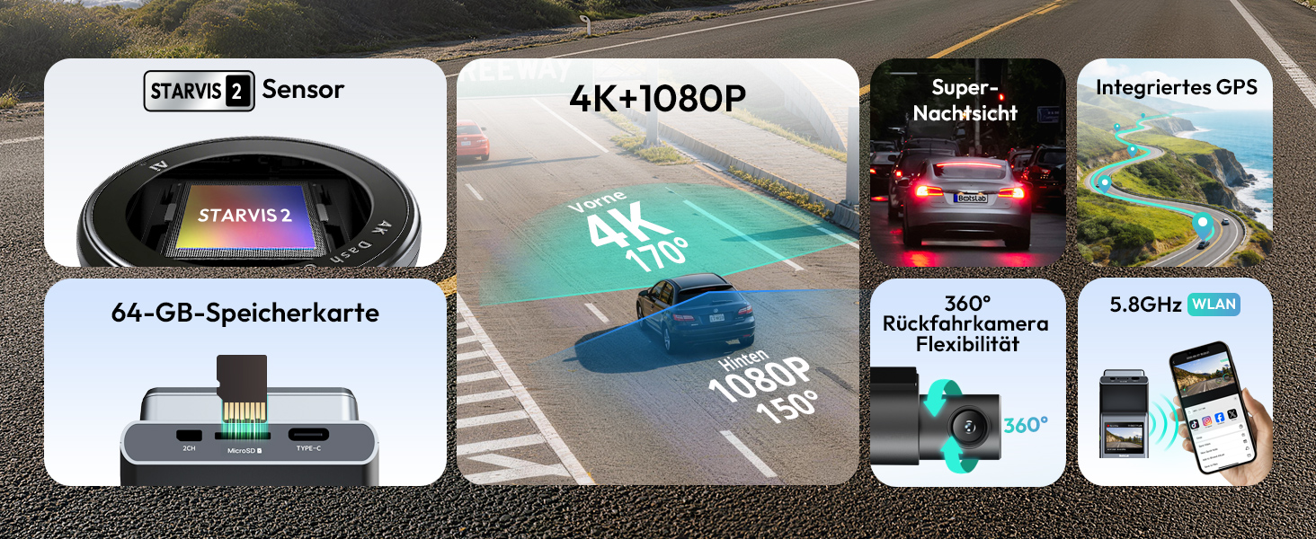 BOTSLAB Dashcam 4K mit STARVIS 2 und Hardwire-Kit – Detail 1