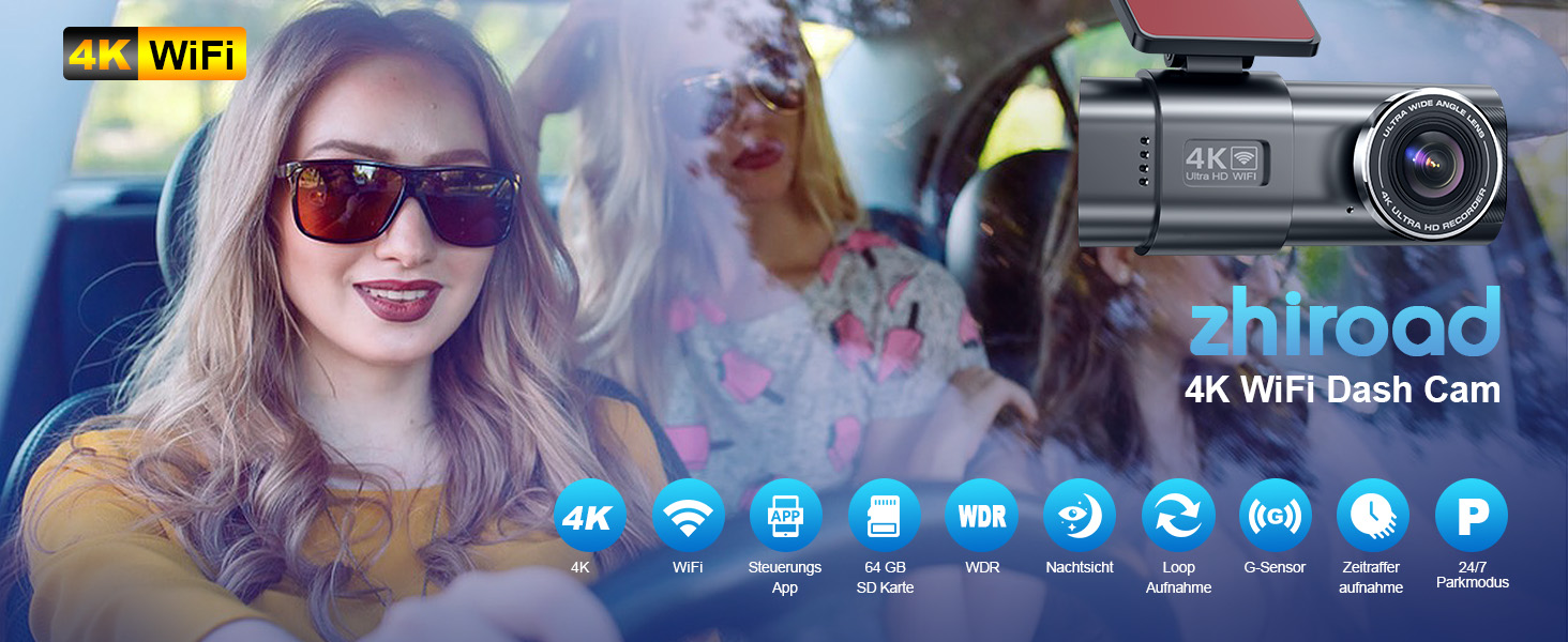 zhiroad Q20S 4K-Dashcam mit 1,47-Zoll-Display und abnehmbarer Halterung – Detail 1