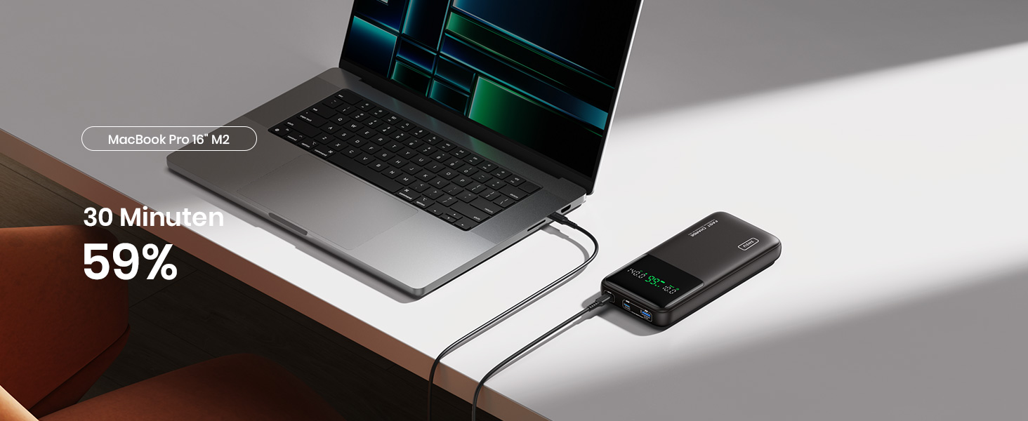 INIU BI-B64 Powerbank mit Digitalanzeige und drei Anschlüssen – Detail 1