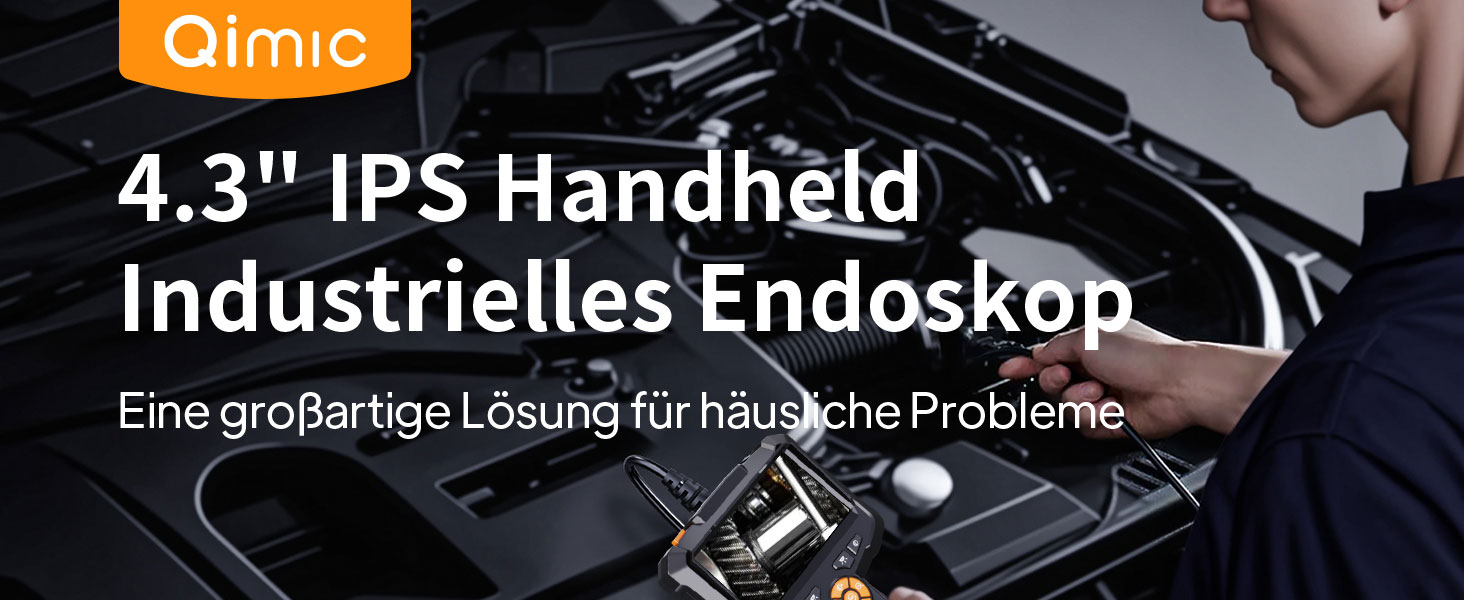 Qimic G30M Endoskopkamera mit 4,3-Zoll-Display, 8-mm-Kamerakopf und aufgerolltem 5-Meter-Kabel – Detail 1