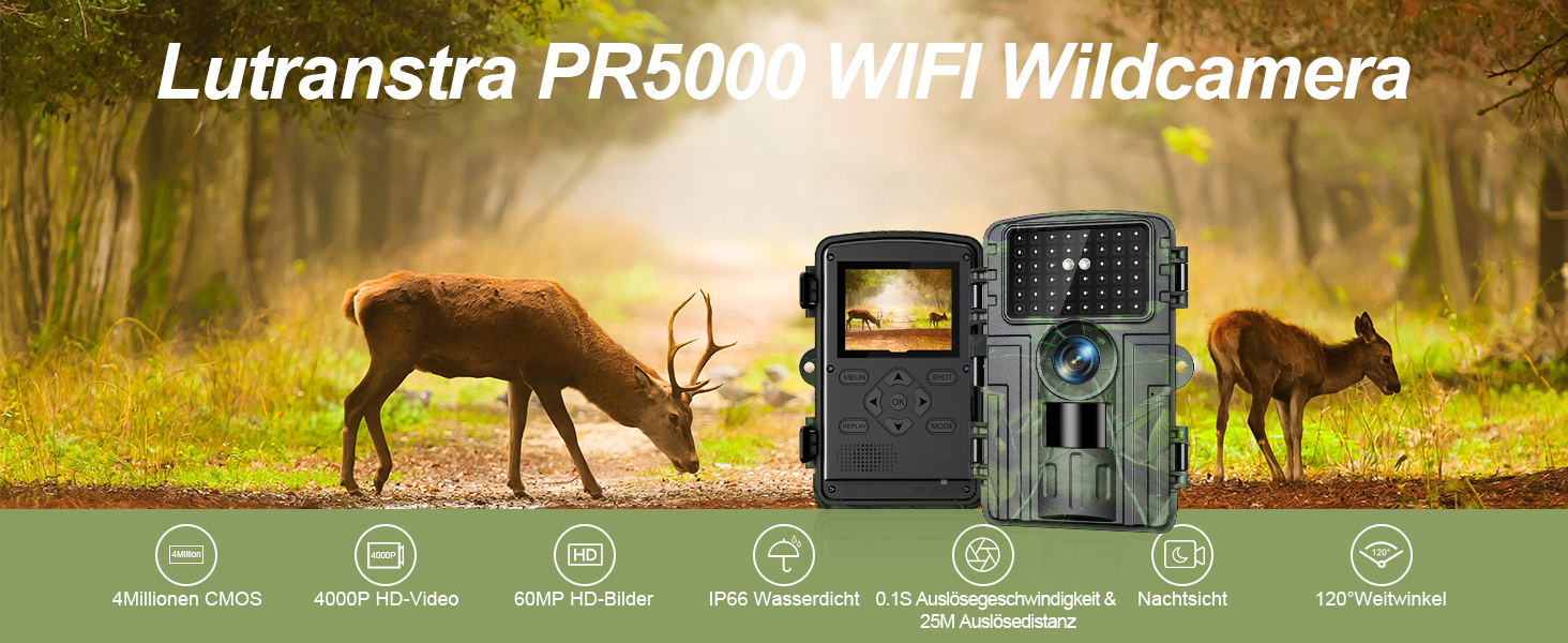 Lutranstra PR5000-WF Wildkamera mit Baumgurt und Infrarot-LEDs – Detail 1