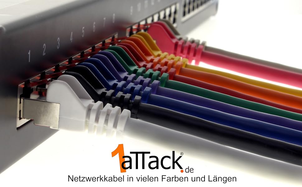 Zehn orange Cat.7 Netzwerkkabel mit je 2 Metern Länge und RJ45-Steckern – Detail 1