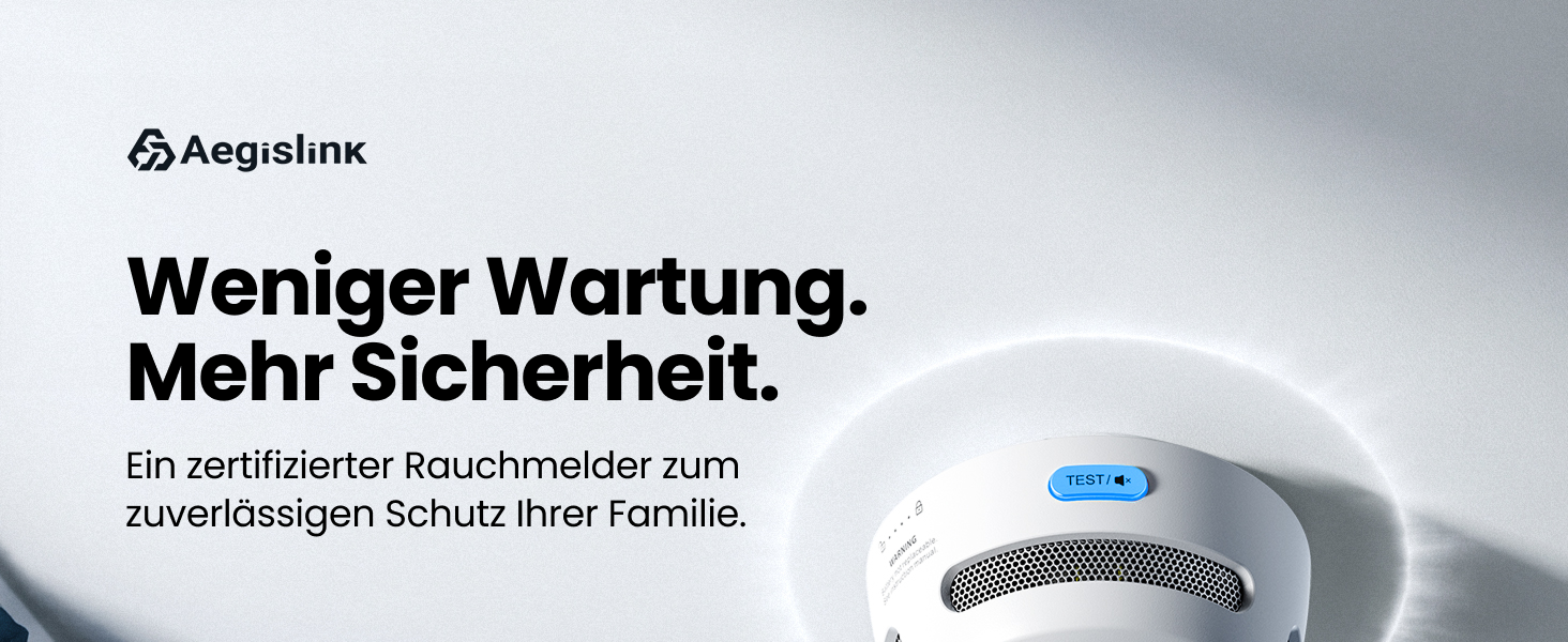 AEGISLINK S500 Rauchmelder aus dem Zehnerset mit Halterung – Detail 1