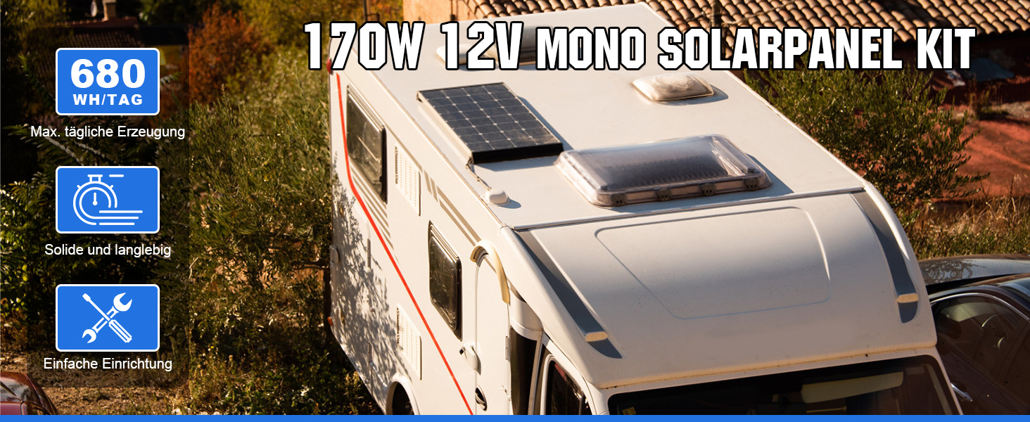 ECO-WORTHY 170-W-Solarpanel mit 30-A-Laderegler – Detail 1