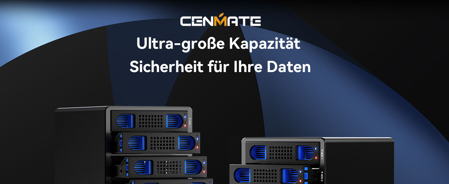 cenmate Festplattengehäuse mit vier Schächten in Aluminium mit Lüfter – Detail 1