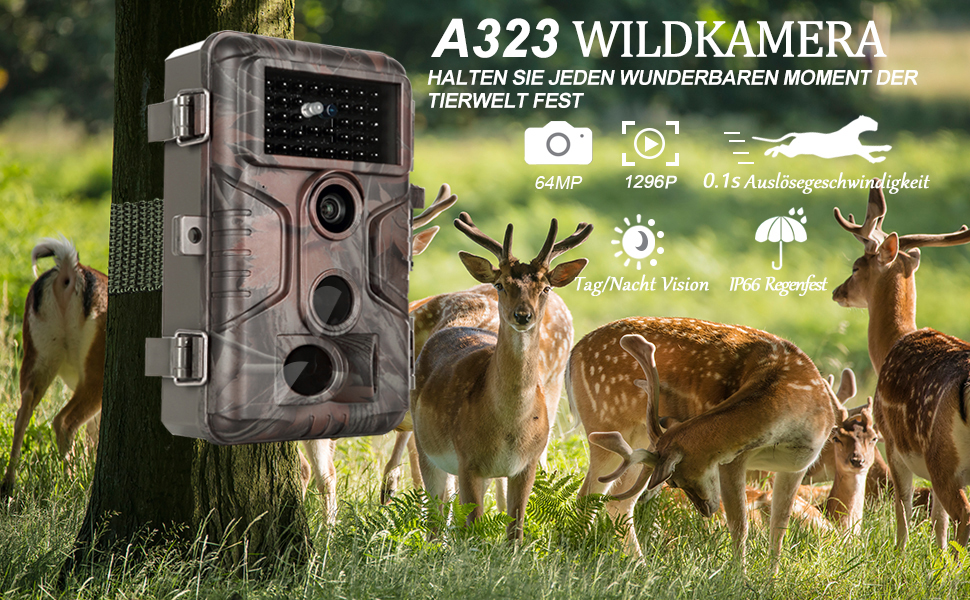 Agitato A323 Wildkamera mit Sony-Starvis-Sensor und Bewegungsauslösung im Tarnmuster – Detail 1