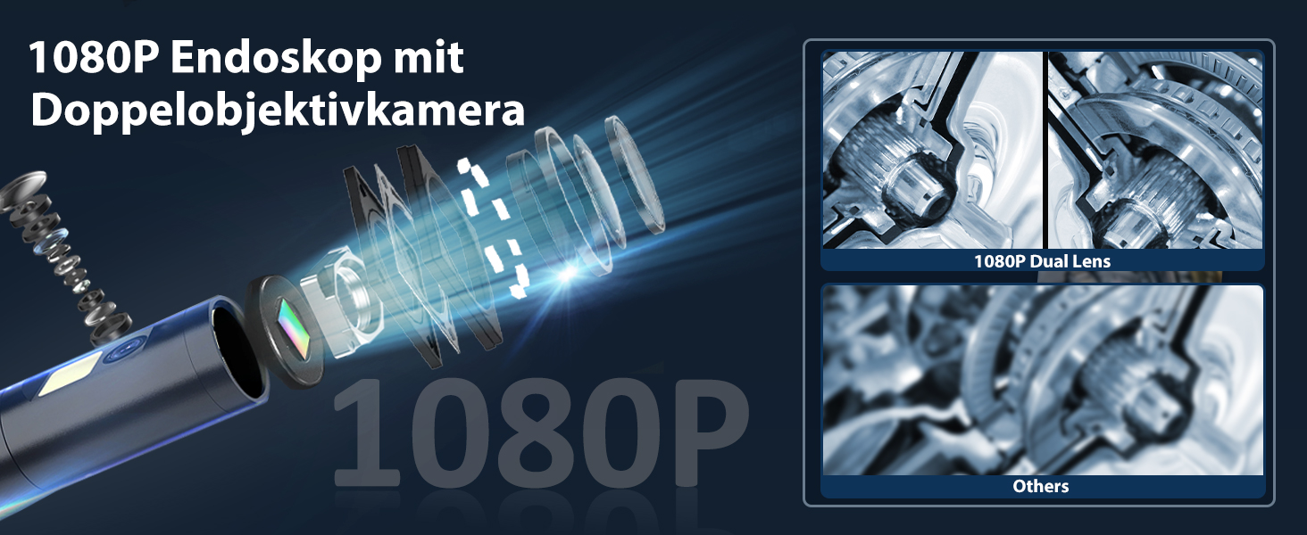 Endoskopkamera W400-B mit Doppellinse und LED-Beleuchtung am 5 m langen halbstarren Kabel – Detail 2