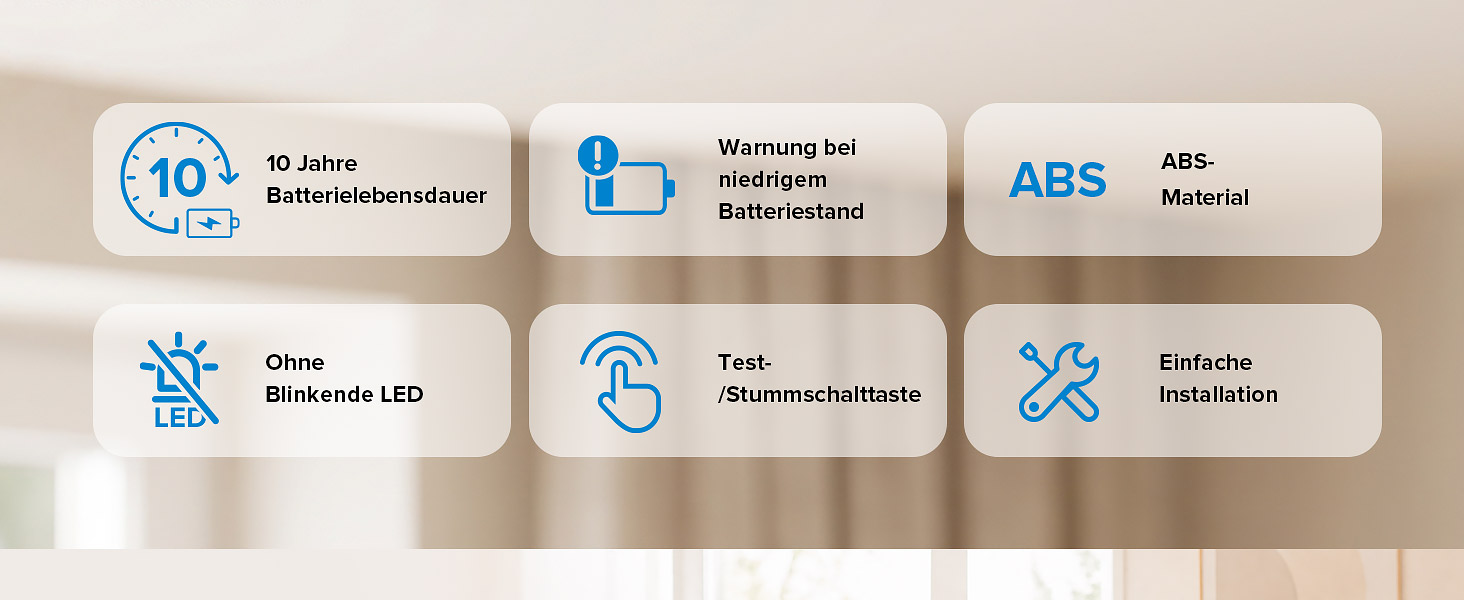 XINDUM SM01 Rauchmelder 6er Set in weiss mit Magnethalterung und 10-Jahres-Batterie – Detail 2