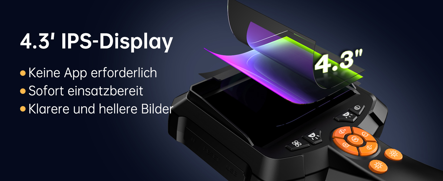 AOPICK Endoskopkamera mit 4,3-Zoll-Display, 8-mm-Kamerakopf und halbstarrem Kabel – Detail 2