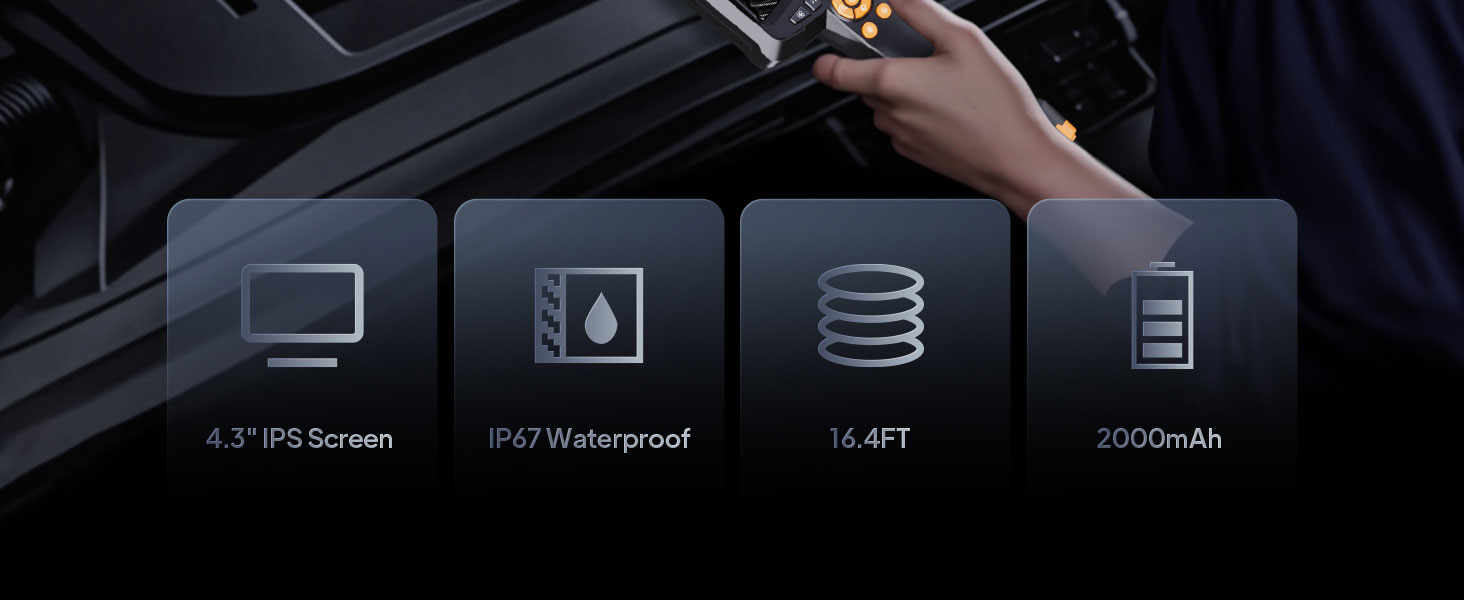 Qimic G30M Endoskopkamera mit 4,3-Zoll-Display, 8-mm-Kamerakopf und aufgerolltem 5-Meter-Kabel – Detail 2