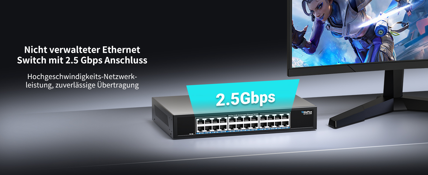 GigaPlus 24-Port 2,5-Gigabit-Switch lüfterlos im Metallgehäuse – Detail 2