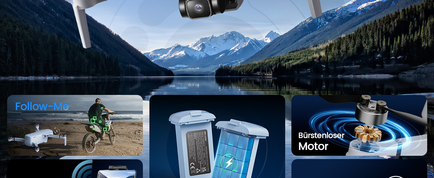 Holy Stone HS360D Drohne zusammengefaltet mit Fernsteuerung und zwei Akkus – Detail 2