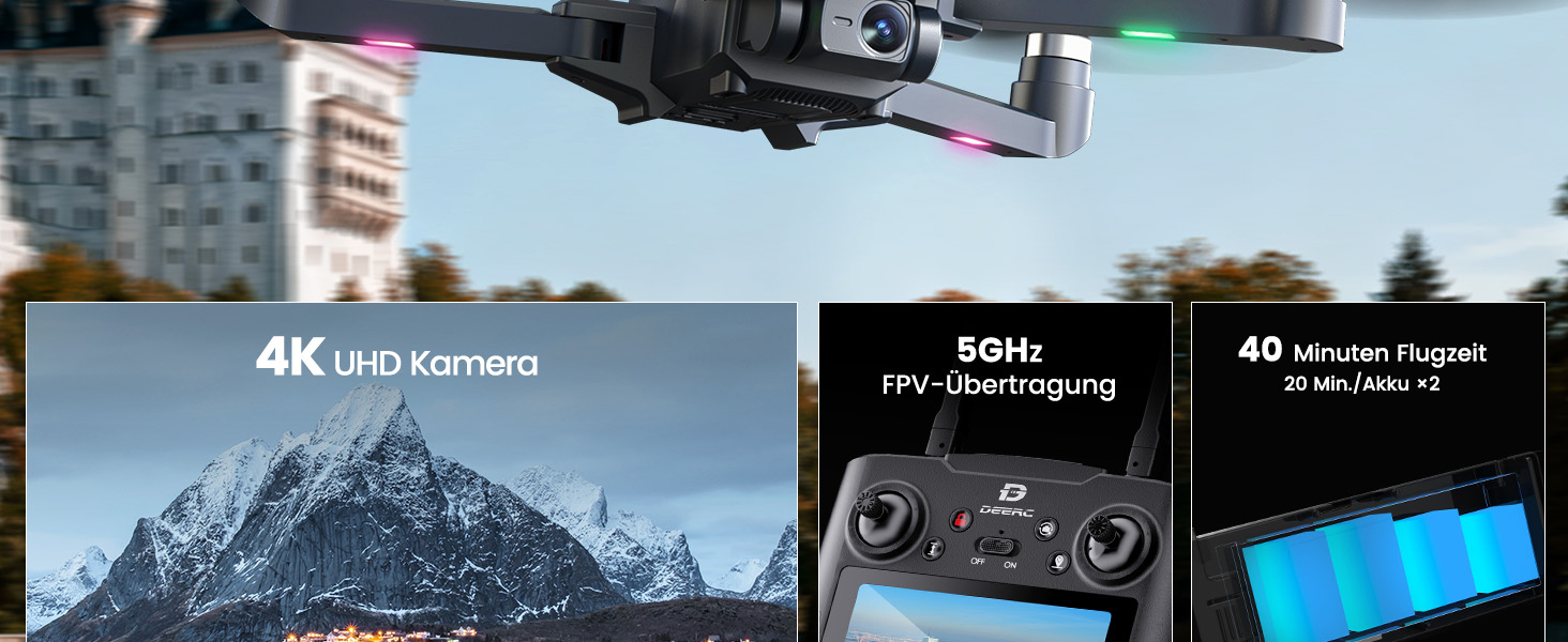 DEERC D35Plus Drohne mit Fernsteuerung und eingebautem 4,5-Zoll-Bildschirm – Detail 2