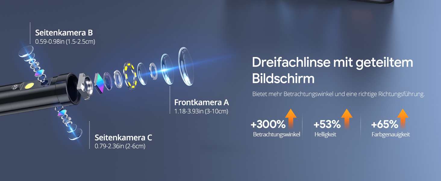 DEPSTECH DS520TL Endoskopkamera mit drei Objektiven und 15-m-Sonde – Detail 2