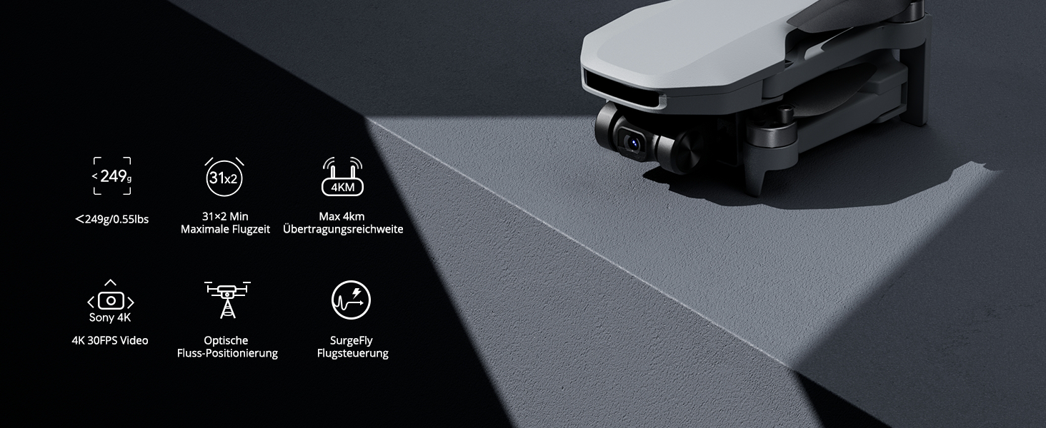Potensic ATOM SE Drohne mit Fernsteuerung und zwei Wechselakkus – Detail 2