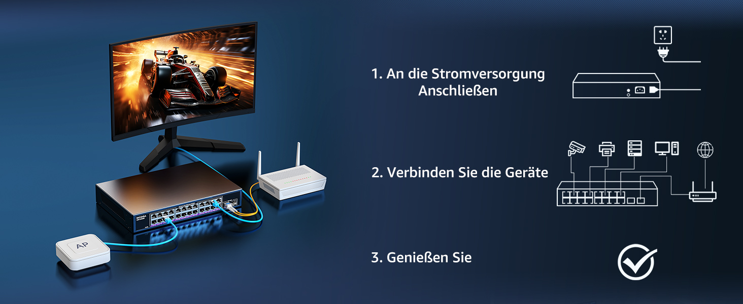 NICGIGA S25-2402N Netzwerk-Switch mit 24 Ports zu 2,5 Gbit/s und zwei SFP+-Steckplätzen im lüfterlosen Metallgehäuse – Detail 2