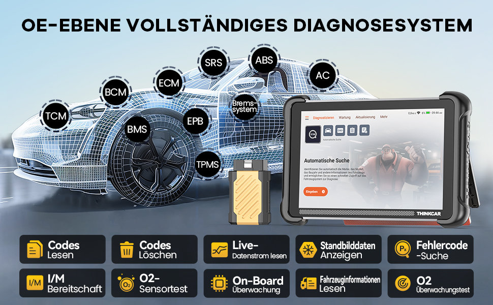 THINKCAR ThinkScan 689BT OBD2-Diagnosegerät mit 8-Zoll-Tablet und Bluetooth-Dongle für den OBD-Anschluss – Detail 2