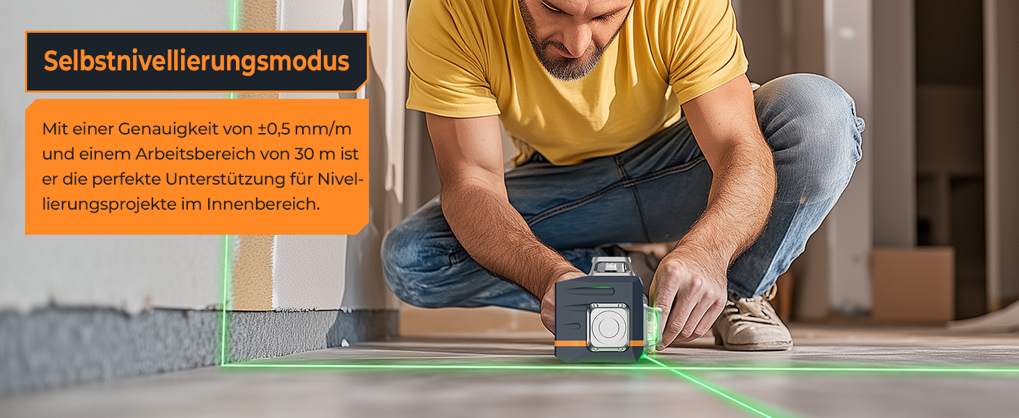 CIGMAN CM701 Kreuzlinienlaser mit drei grünen 360-Grad-Linien, Fernbedienung und Halterung – Detail 2