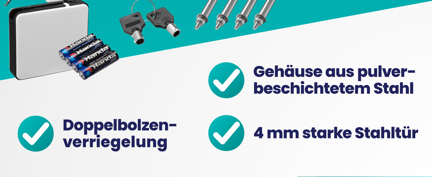 Deuba Möbeltresor in Silber mit elektronischem Zahlenschloss und geöffneter Stahltür – Detail 3