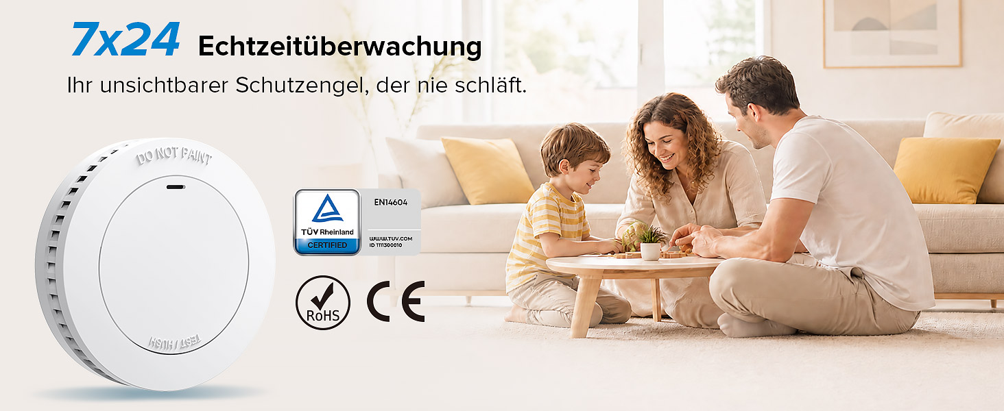 XINDUM SM01 Rauchmelder 3er Set mit Magnethalterung und fest verbauter 10-Jahres-Batterie – Detail 3