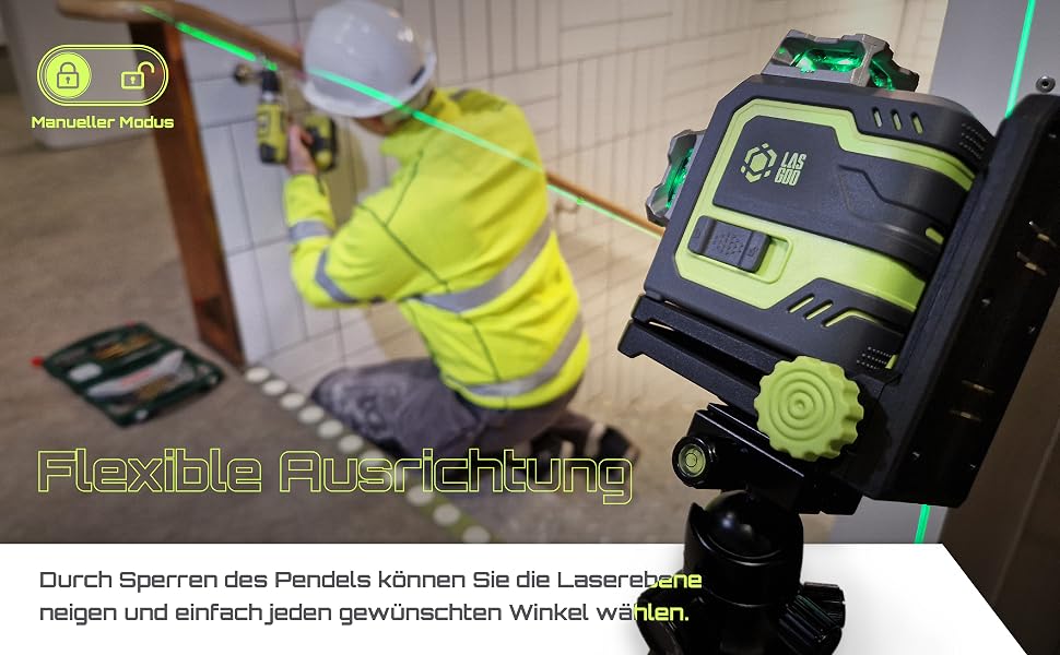 LasGoo LG-3D Linienlaser mit drei 360-Grad-Ebenen in grünem Strahl – Detail 3